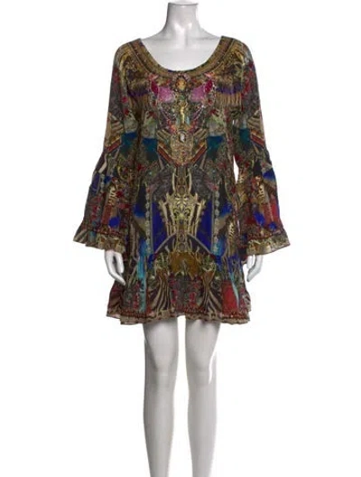 Pre-owned Camilla Printed Mini Dress In Blue/neutrals