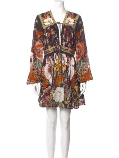 Pre-owned Camilla Printed Mini Dress In Brown