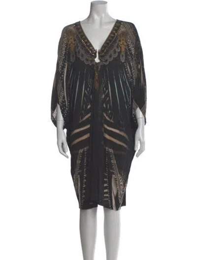 Pre-owned Camilla Printed Mini Dress In Gray