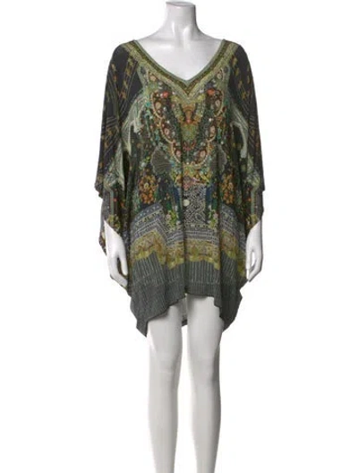 Pre-owned Camilla Printed Mini Dress In Green