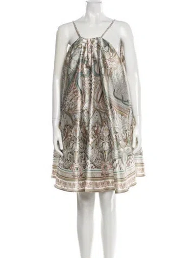 Pre-owned Camilla Printed Mini Dress In Neutral