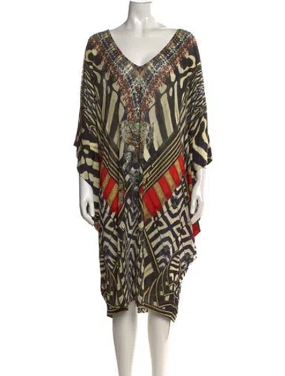 Pre-owned Camilla Printed Mini Dress In Neutrals