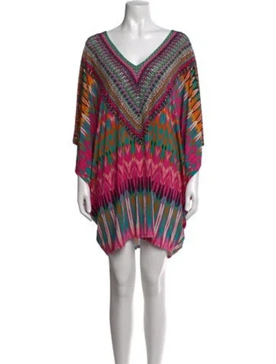 Pre-owned Camilla Printed Mini Dress In Pink