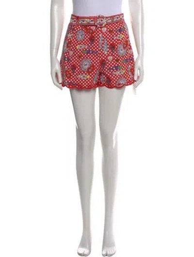 Pre-owned Camilla Printed Mini Shorts In Red