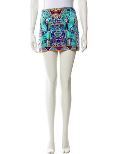 Pre-owned Camilla Printed Mini Skirt In Blue/white