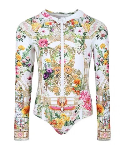 Camilla Kids' Printed One-piece Swimsuit In Ivory