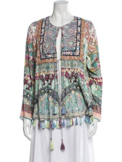 Pre-owned Camilla Printed Open Front Blouse In White