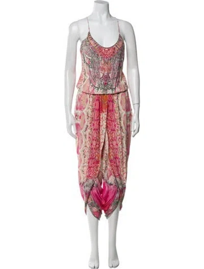 Pre-owned Camilla Printed Scoop Neck Jumpsuit In Pink