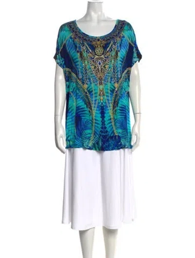 Pre-owned Camilla Printed Scoop Neck Top In Blue