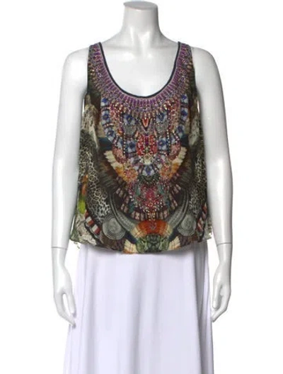 Pre-owned Camilla Printed Scoop Neck Top In Multicolor