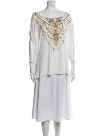 Pre-owned Camilla Printed Scoop Neck Top In Neutrals