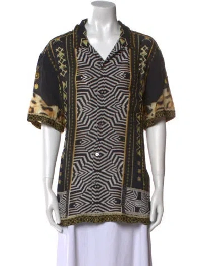 Pre-owned Camilla Printed Short Sleeve Button-up Top In Multi
