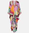 Camilla Printed Silk Kaftan In Multicoloured