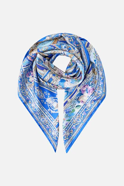 Camilla Printed Silk Twill Square Scarf Ottoman Opulence In Blue
