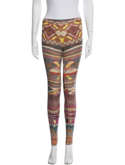 Pre-owned Camilla Printed Skinny Leg Pants In Grey