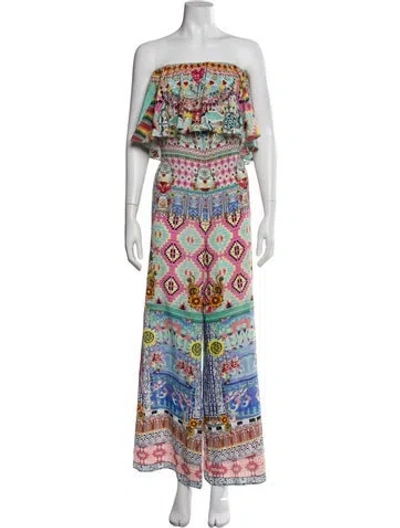 Pre-owned Camilla Printed Strapless Jumpsuit W/ Tags In Blue