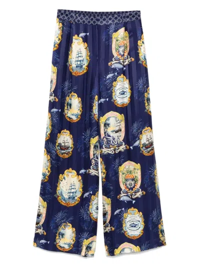 Camilla Printed Trousers In Blue