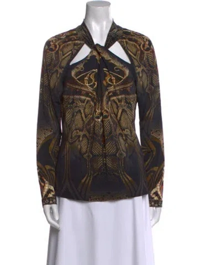 Pre-owned Camilla Printed V-neck Button-up Top In Multi