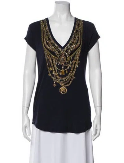 Pre-owned Camilla Printed V-neck T-shirt In Blue