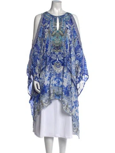 Pre-owned Camilla Printed V-neck Tunic In Blue