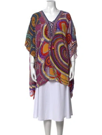 Pre-owned Camilla Printed V-neck Tunic In Blue