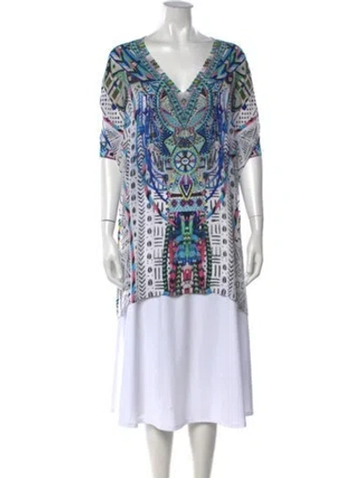 Pre-owned Camilla Printed V-neck Tunic In Blue