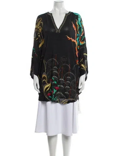 Pre-owned Camilla Printed V-neck Tunic In Multi