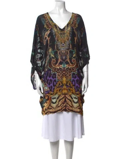 Pre-owned Camilla Printed V-neck Tunic In Neutrals
