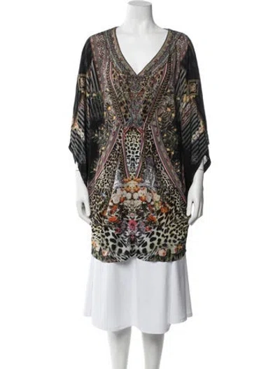 Pre-owned Camilla Printed V-neck Tunic In Purple