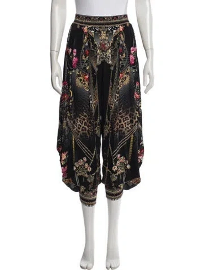 Pre-owned Camilla Printed Wide Leg Pants In Black