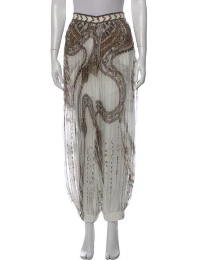 Pre-owned Camilla Printed Wide Leg Pants In Gray