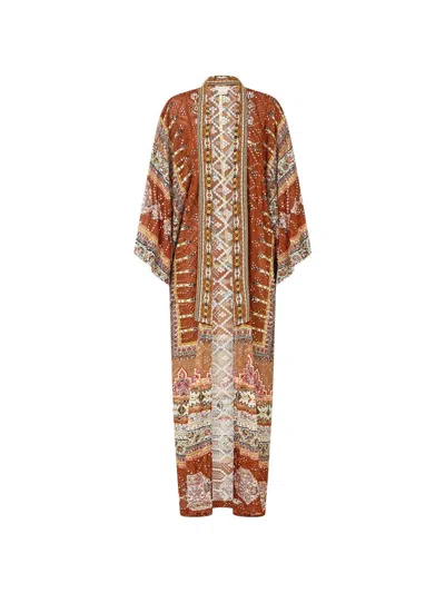 Camilla Printeded Kimono In Brown