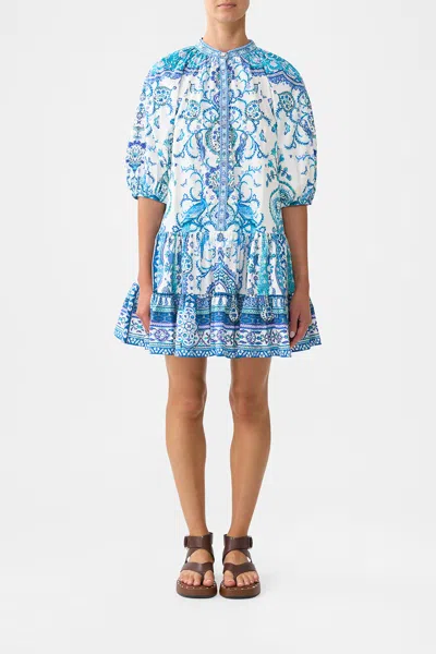 Camilla Puff Sleeve Shirt Dress Isnik Lullaby In Blue