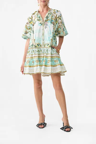 Camilla Puff Sleeve Shirt Dress Venus On A Vespa In Green