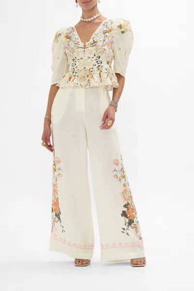 Camilla Puff Sleeve Top With Hardware In Honour Of Heirlooms In Neutral