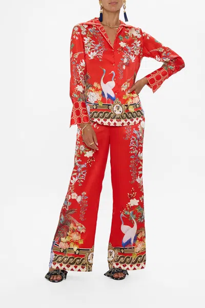 Camilla Pyjama Shirt Lisboa Luxe In Red