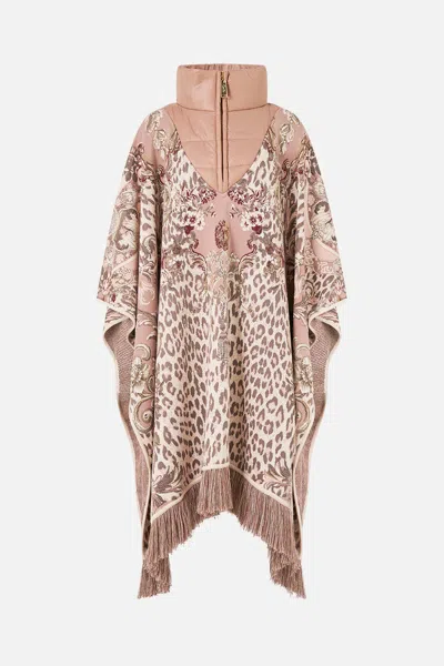 Camilla Quilted Collar Short Knit Poncho Aranjuez Animalia In Brown