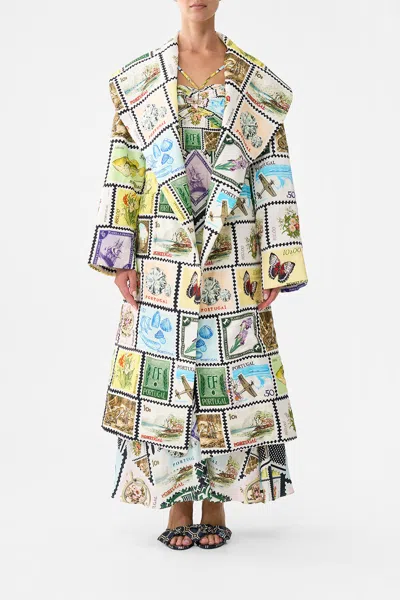 Camilla Quilted Long Wrap Coat My Porto Pen Pal In Multi