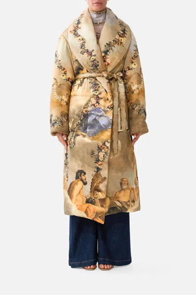 Camilla Quilted Long Wrap Coat Queen Of Bohemia In Brown