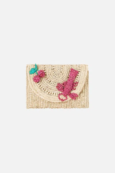 Camilla Raffia Clutch Notes From The Road In Pink