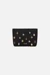 Camilla Raffia Clutch With Charms Solid Black In Black