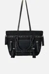 Camilla Raffia Tote With Tassels Solid Black In Black