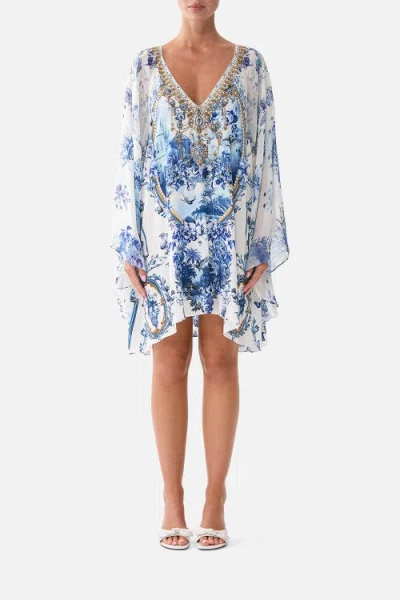 Camilla Raglan Sleeve Flared Kaftan In The Porcelain Parlour