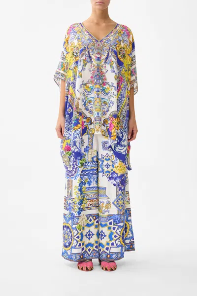 Camilla Rectangular V Neck Kaftan España Nirvana In Multi