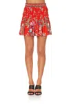 Camilla Red Mini Skirt With Frilled Hem In Red