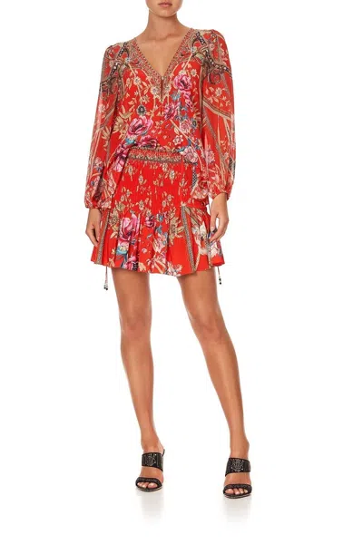 Camilla Red Silk Blouse With Floral Print