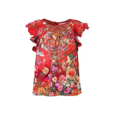 CAMILLA RED TOP FOR GIRL WITH FLORAL PRINT