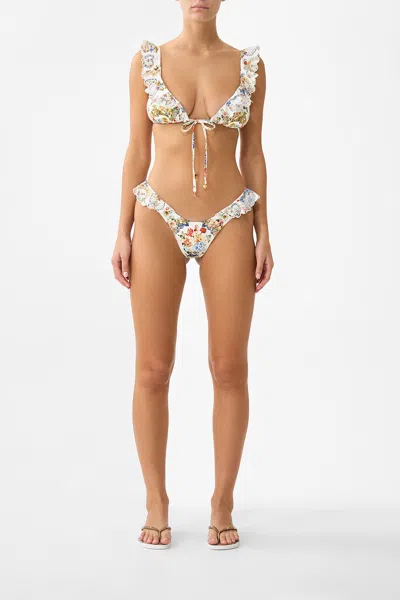 Camilla Regular Bikini Bottom With Frill Side The Pottery Parlour In White