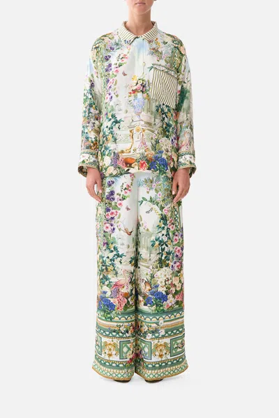 Camilla Relaxed Collared Shirt With Pocket Art For The Empress In Green