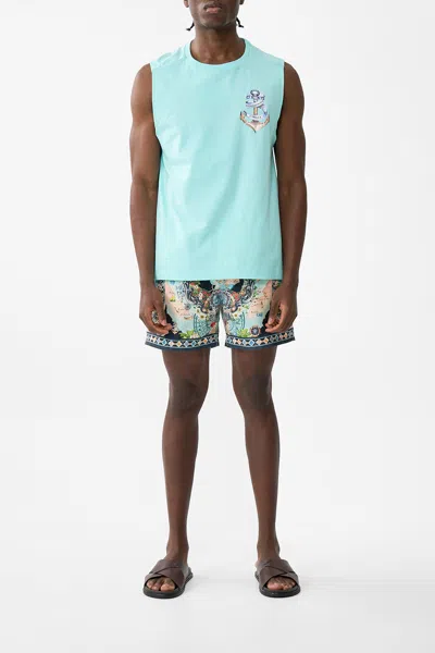 Camilla Relaxed Fit Tank With Silk Contrast Back Folk Afloat In Blue